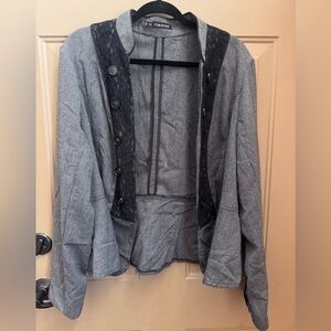 Maurices Gray Blazer with Black Lace Detail